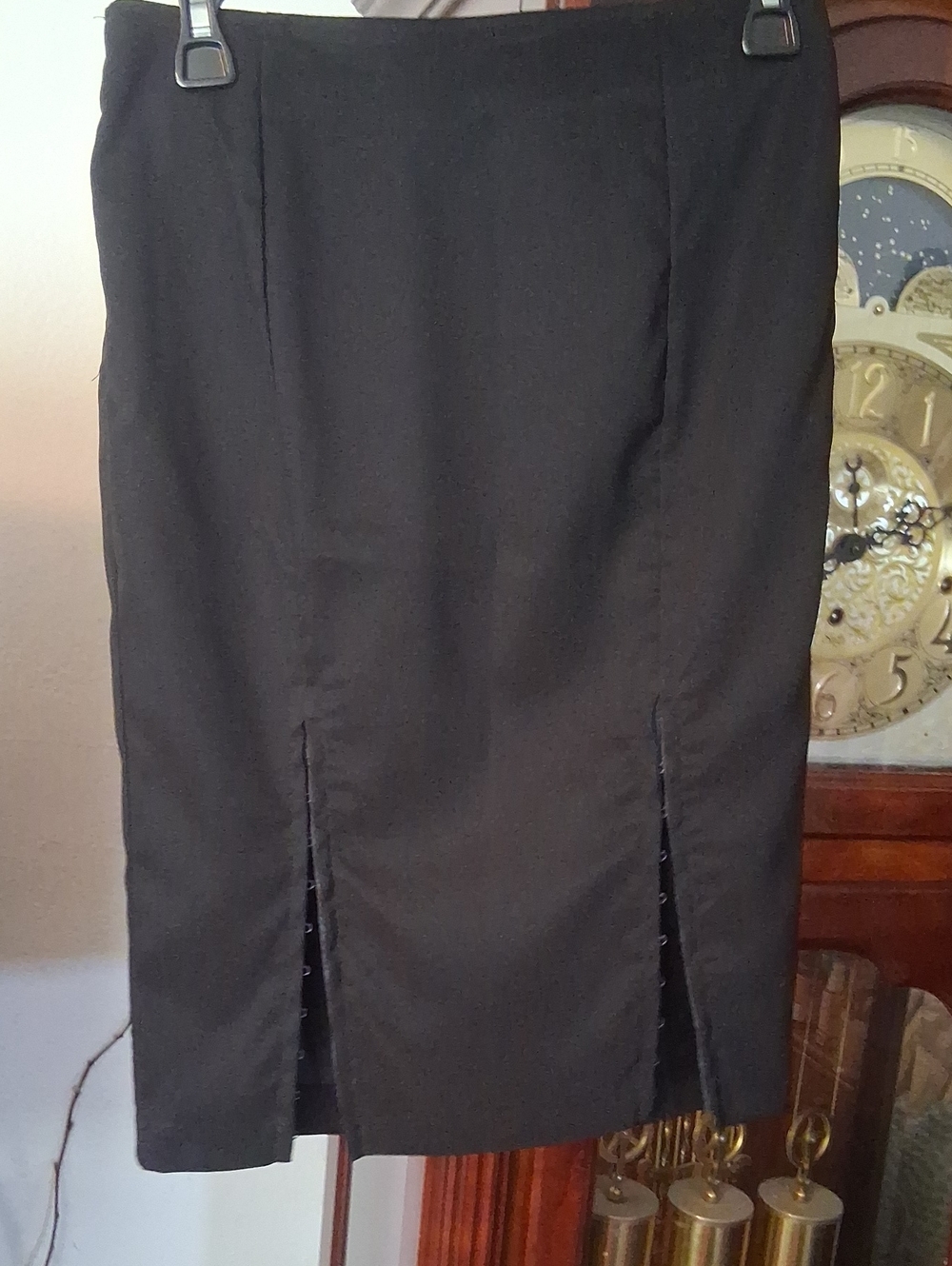 Classic Black Pencil Skirt with Front Slits